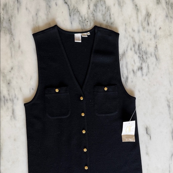 Clifford & Wills Black Sleeveless Dress with Gold Accents 100% wool - Picture 2 of 5